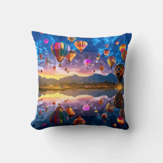 Festival of Hot Air Balloons Throw Pillow