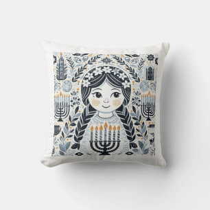 Festival of Lights: Hanukkah Sameach Stickers  Throw Pillow