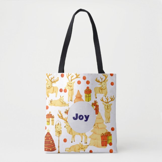 Festival pattern with reindeer and decorations  tote bag (Front)