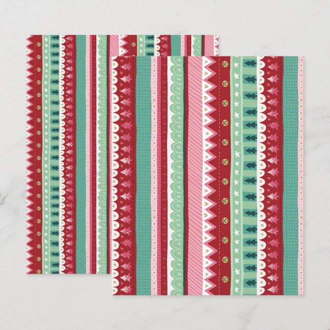 Festivale Stripes Elf Christmas Scrapbook Papier (Devant / Derrière)