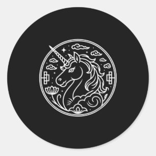 Festive 2026 Unicorn Year Of The Horse Fortune Rid Classic Round Sticker
