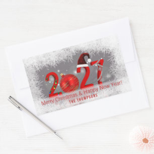 Festive 2027 Red Merry Christmas New Year Sticker