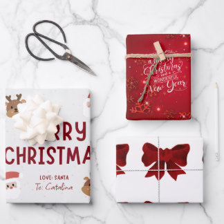 Festive 3-Pack Christmas Gift Wrap: Personalized & Wrapping Paper Sheet