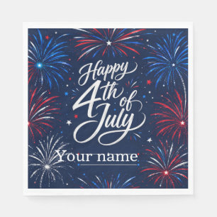 Festive 4th of July Patriotic Fireworks Party Napk Napkin