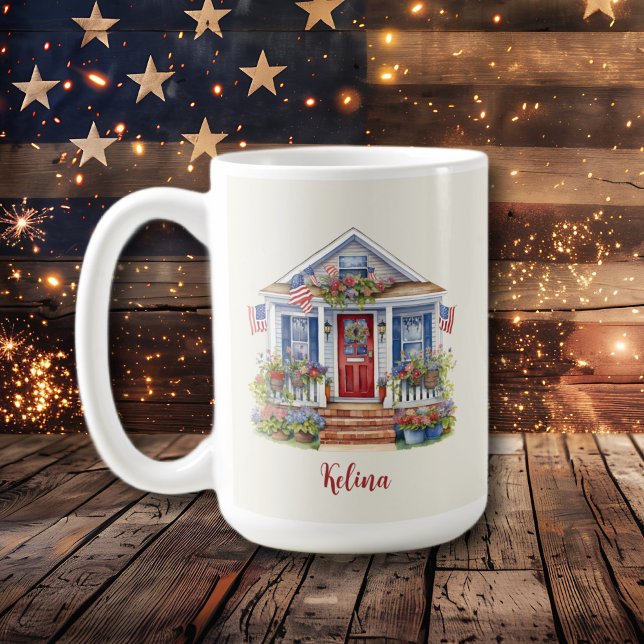 Festive 4th of July Personalized Patriotic Coffee Mug (Festive 4th of July Personalized Patriotic Coffee Mug)