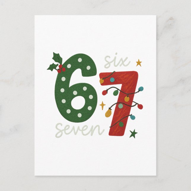Festive 67 – Bright Christmas Numbers Desig Postcard (Front)
