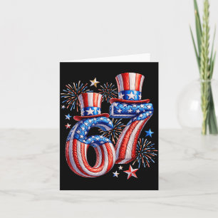 Festive 67 Meme Aamerican Flag Usa Kids Card