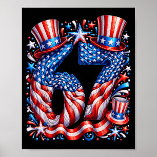 Festive 67 Meme Aamerican Flag Usa Poster