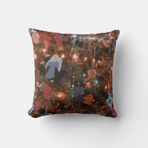 Festive Abstract Close Up Christmas Tree Lights Throw Pillow