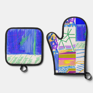 Festive Abstract  Oven Mitt & Pot Holder Set