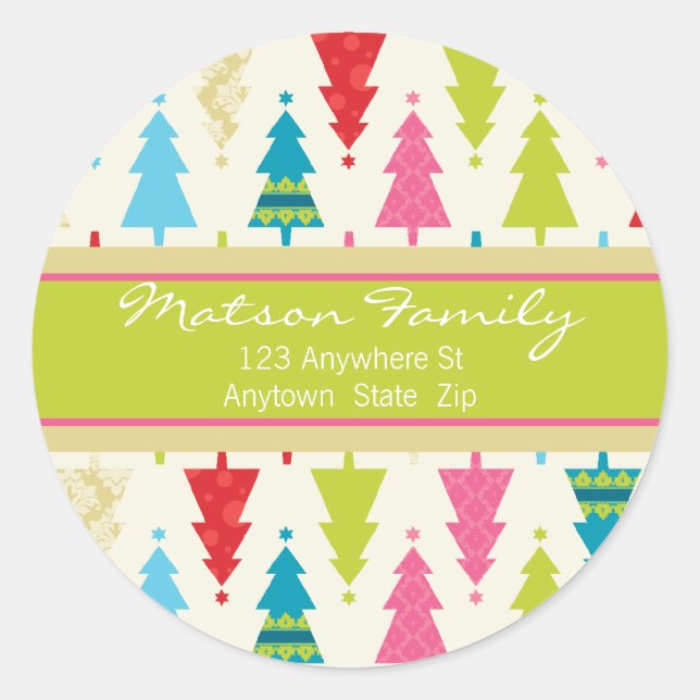 FESTIVE ADDRESS LABELS :: patternedxmastree 3 (Front)