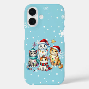Festive adorable Christmas cats Holiday  iPhone 16 Case