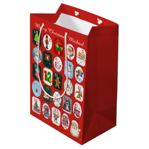 Festive Advent Calendar Red Medium Gift Bag