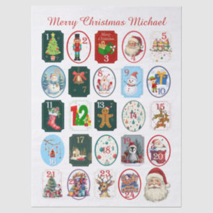 Festive Advent Calendar Tissue Paper