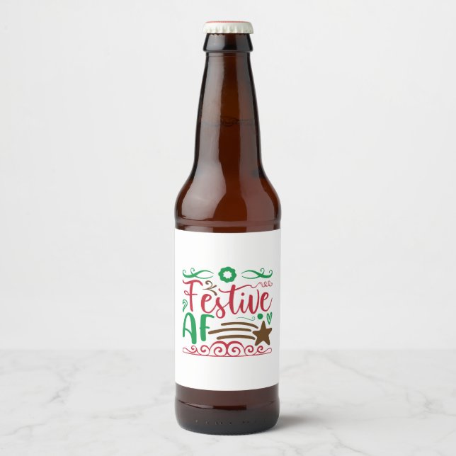 festive AF Beer Bottle Label (Front)