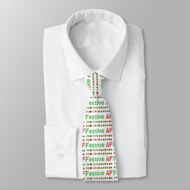 Festive AF Christmas Icons Tie (Tied)