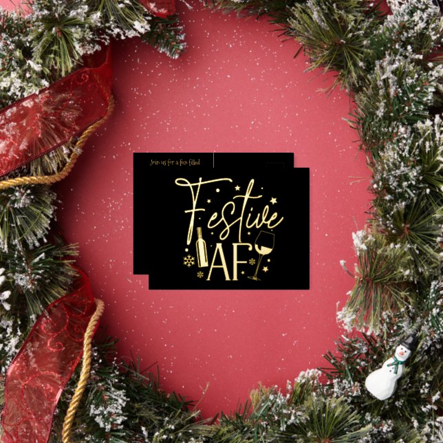 Festive AF Christmas Party Invitation Black Gold (Insitu)