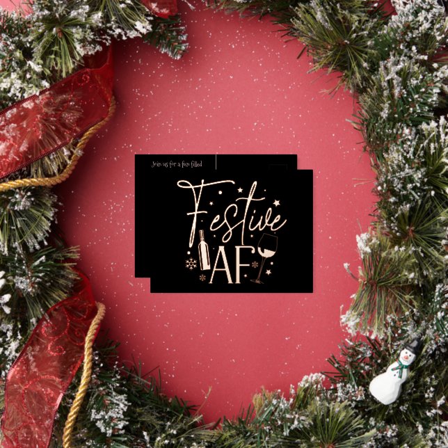 Festive AF Fête de Noël Invitation Black Gold (Insitu)