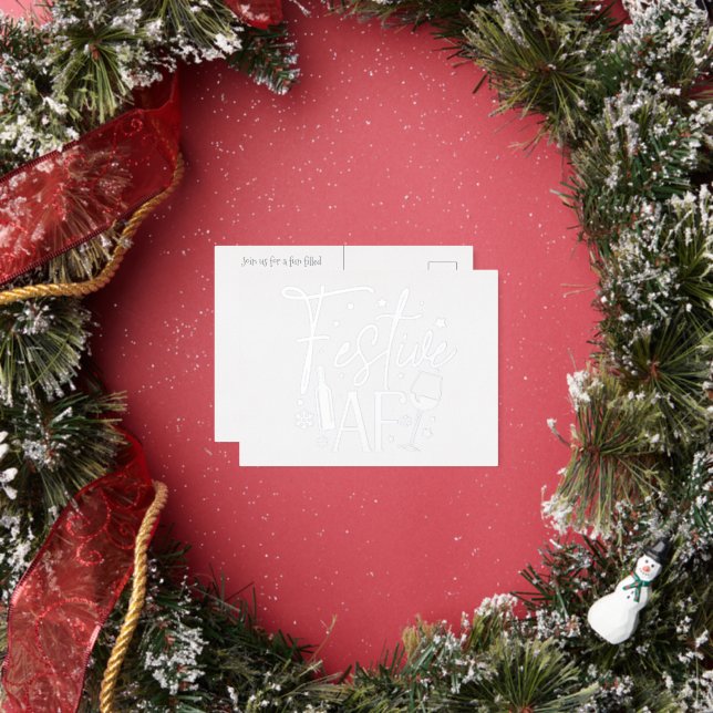 Festive AF Fête de Noël Invitation Or blanc (Insitu)