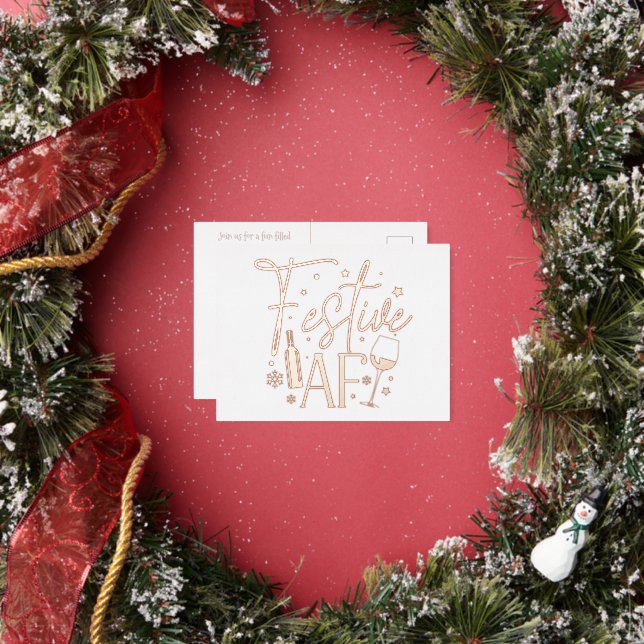 Festive AF Fête de Noël Invitation Rose Gold (Insitu)