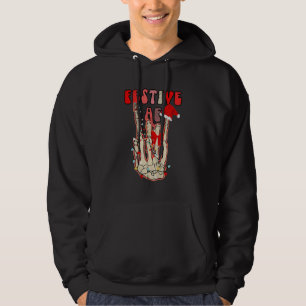 Festive Af Retro Christmas Happy Holidays Skeleton Hoodie