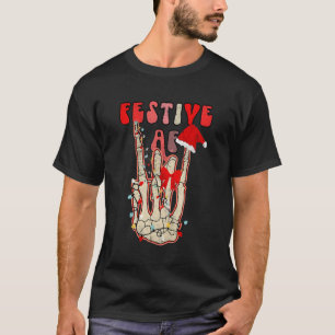 Festive Af Retro Christmas Happy Holidays Skeleton T-Shirt