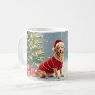Festive Afghan Hound Christmas Santa Hat Funny Coffee Mug