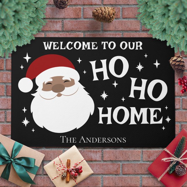 Festive African American Santa Door Mat (Creator Uploaded)
