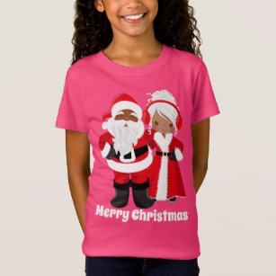 Festive African American Santa Mrs. Claus T-Shirt