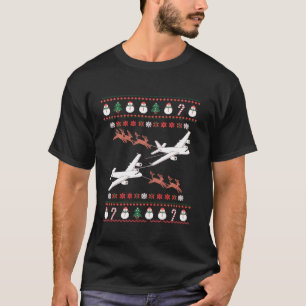 Festive Airplane Reindeer Ugly Christmas Sweater P