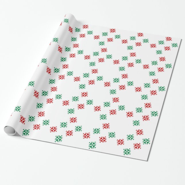 Festive Airplane Snowflakes Wrapping Paper (Unrolled)
