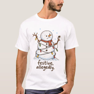 Festive Allegedly Funny Christmas Snowman T-Shirt