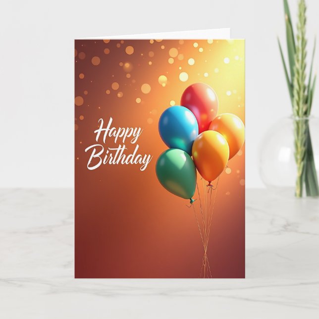 Festive Amber Birthday Card (Front)