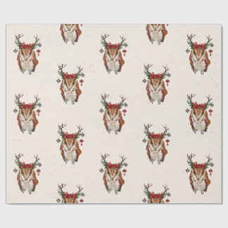 FESTIVE AMBER OWL Wrapping Paper
