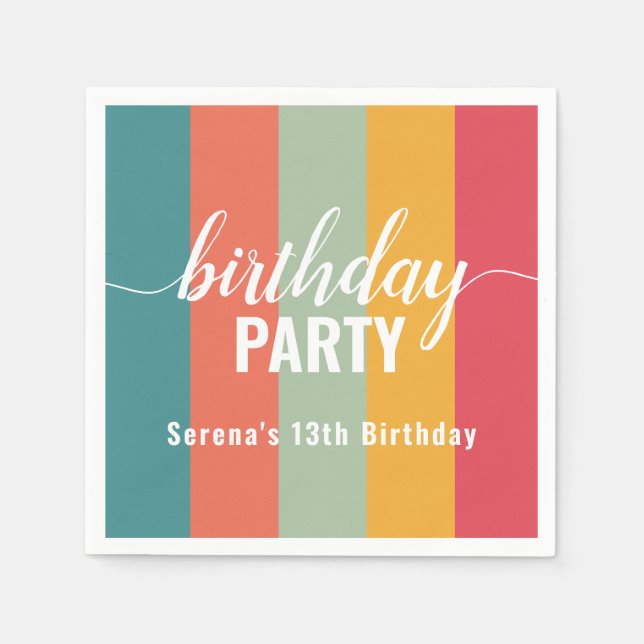 Festive and Bold Colour Swatch Birthday Napkin (Front)