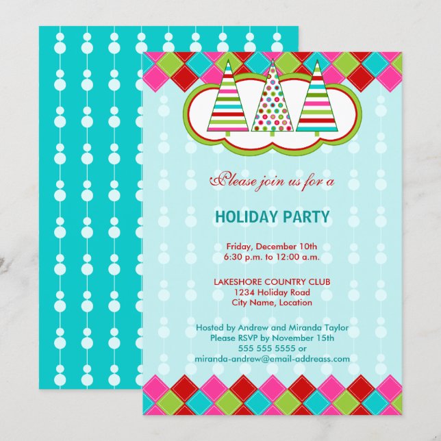 Festive and Colourful Holiday Season Party Invitation (Front/Back)