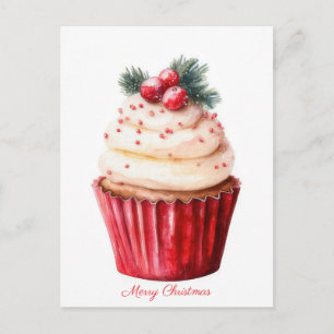 Festive and elegant Christmas Cupcake Greeting Postcard