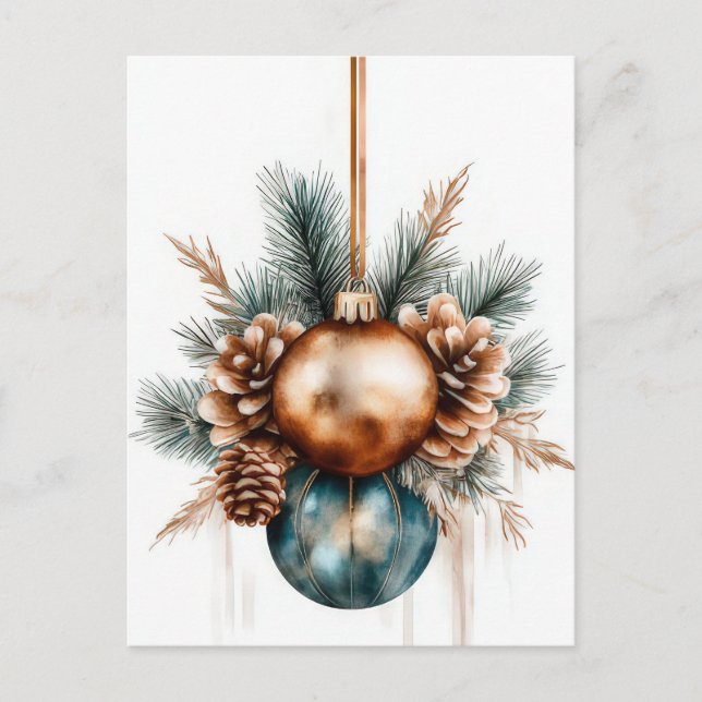 Festive and elegant Christmas Greeting Postcard (Front)