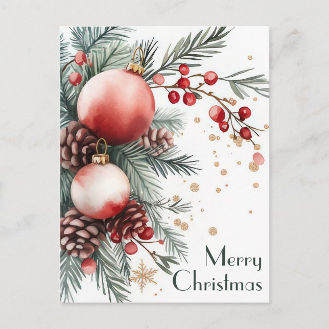 Festive and elegant Christmas Greeting Postcard (Front)