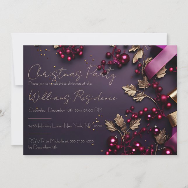 Festive and elegant Christmas Party Invitation (Front)