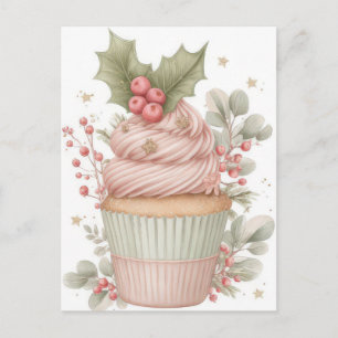 Festive and elegant Pastel Christmas Cupcake Postcard
