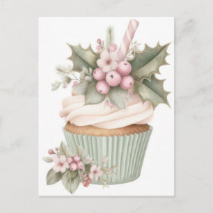 Festive and elegant Pastel Christmas Cupcake Postcard