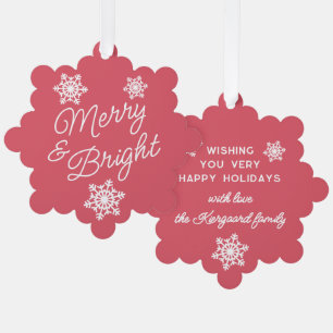 Festive And Elegant Seasons Greetings Ornament Card