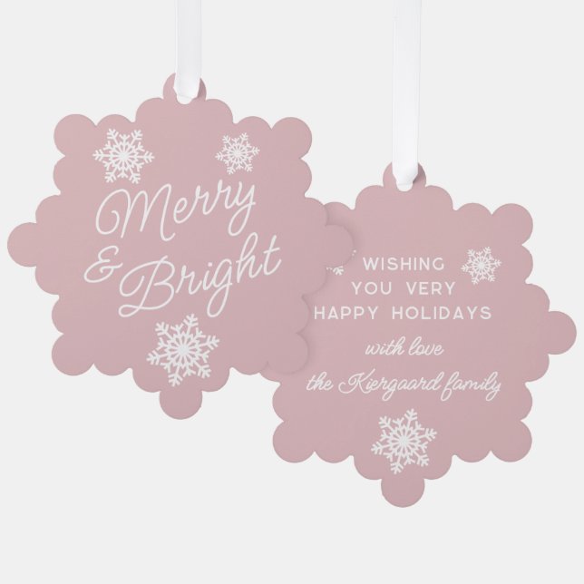 Festive And Elegant Seasons Greetings Ornament Card (Front/Back)
