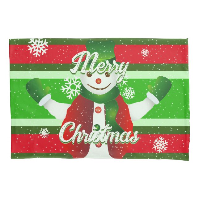 Festive and FUN Snowman Christmas Pillowcase (Front-Left)