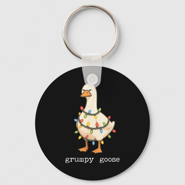 Festive And Mpy Goose Santa Hat Xmas Light Matchin Keychain (Front)