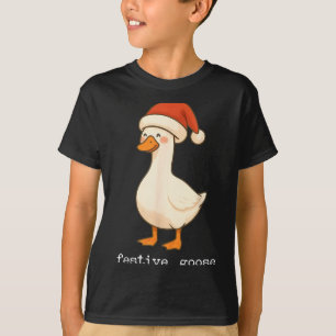 Festive And Mpy Goose Santa Hat Xmas Light Matchin T-Shirt