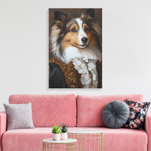 Festive and Regal Shetland Sheepdog   Sheltie Canvas Print