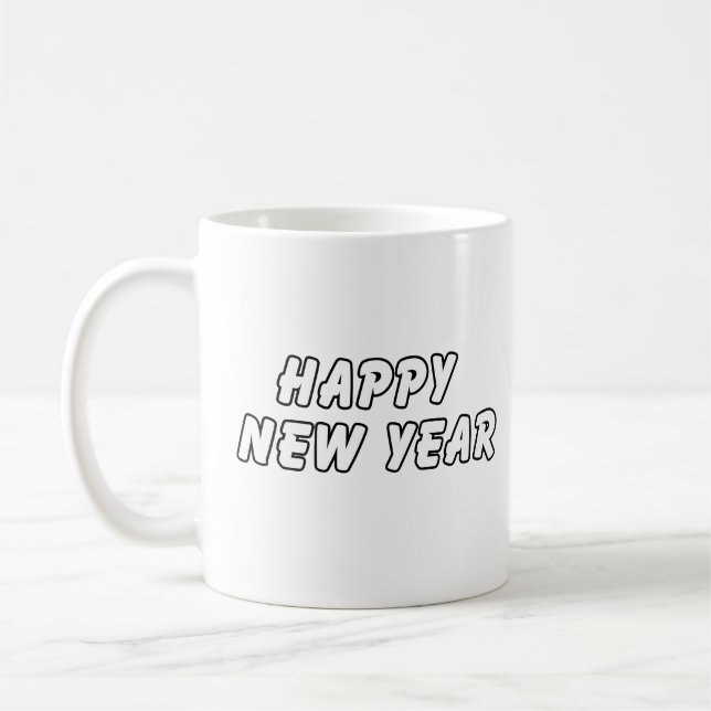 Festive and Simple New Year 2025 Design Coffee Mug (Left)