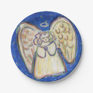 Festive Angel Custom Holiday Party Paper Plates